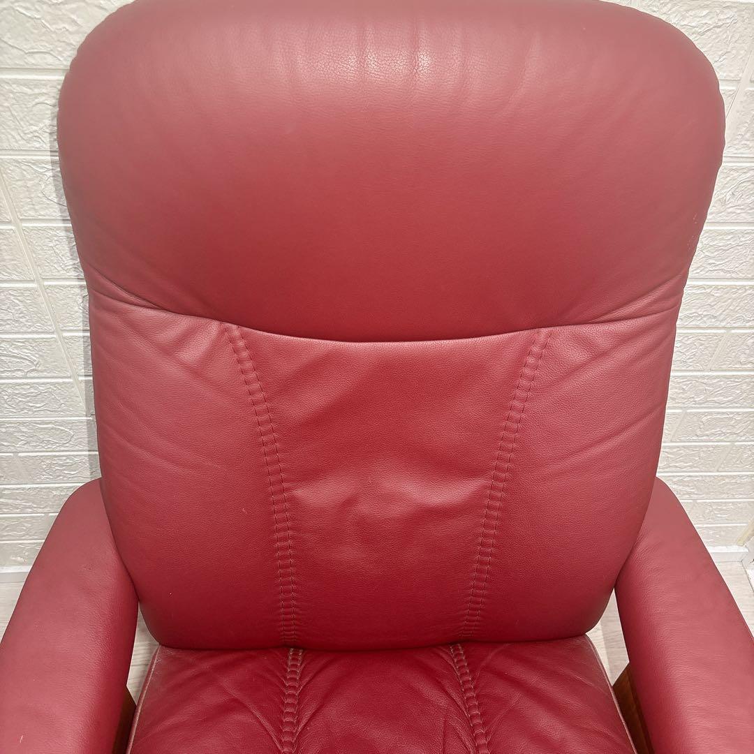 美品 エコーネス Ekornes ストレスレスチェア オットマン付 ワインレッド
