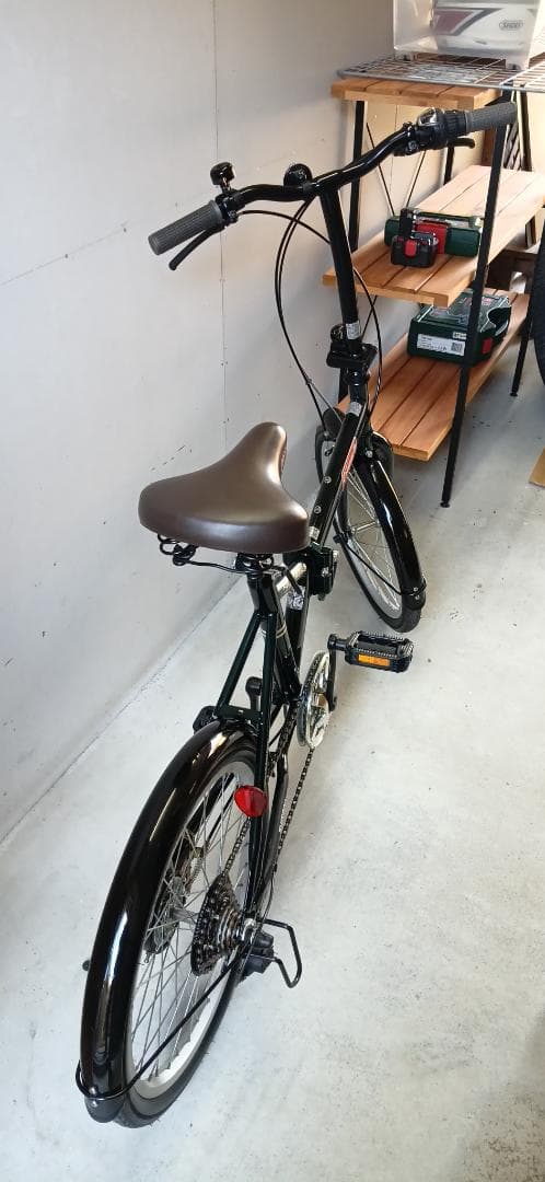 折りたたみ自転車 ダークグリーン 茶色サドル