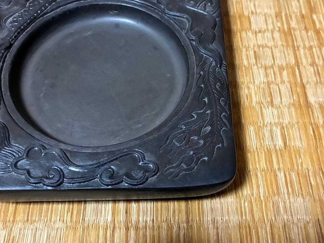 書道具 龍と鳳凰の彫刻 中国 端渓硯 古硯 唐物