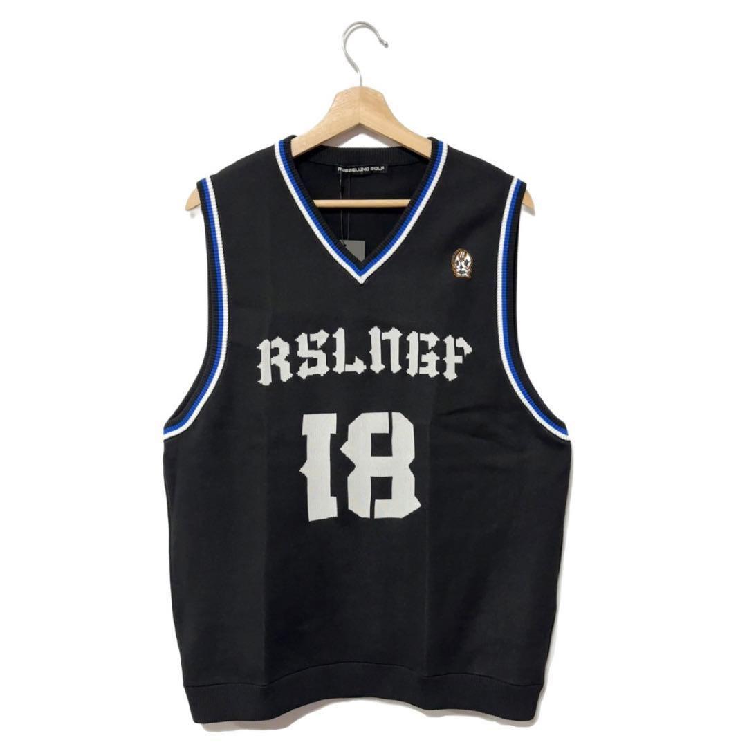新品 ラッセルノ ゴルフ Vネック ニット ベスト ブラック 2XL 7