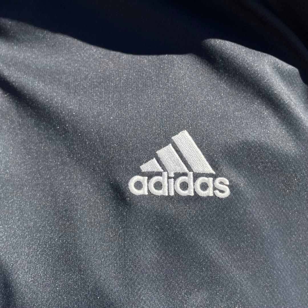 00's adidas ロゴ刺繍3ライン 半袖ハーフジップ 古着 プルジャケット