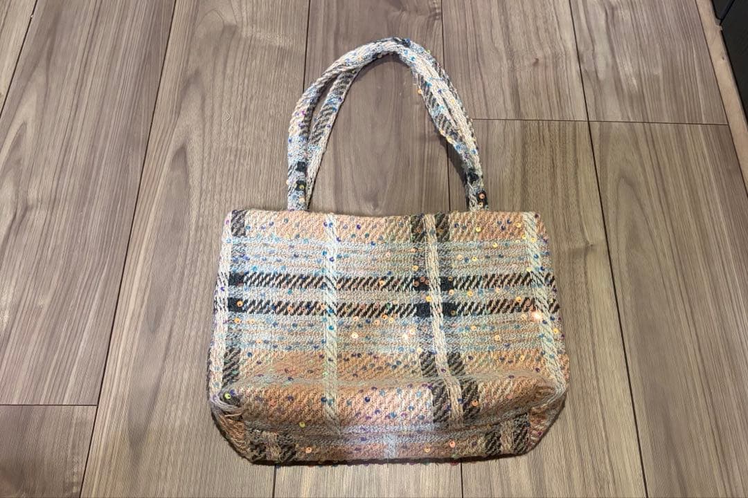 CHANEL チェック柄　ツイードトートバッグ　ノベルティ