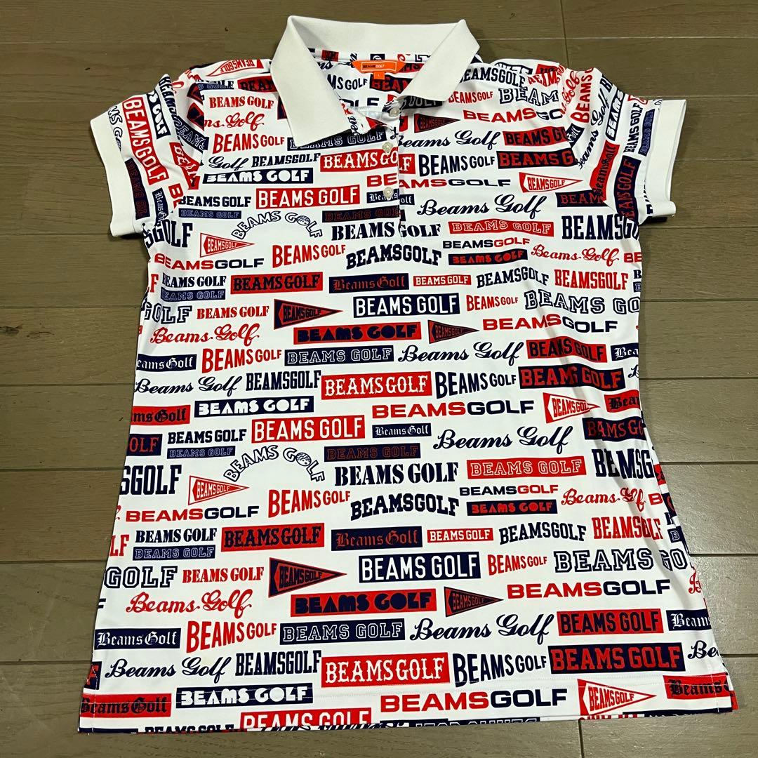 美品　beams golf ビームス　ゴルフ　半袖　総柄　ポロシャツ