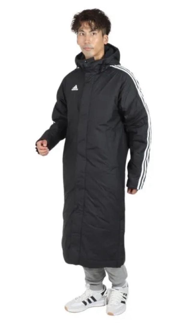 2XL ☆新品☆ アディダス ベンチコート ボア 防寒 防風 ロング丈　ブラック