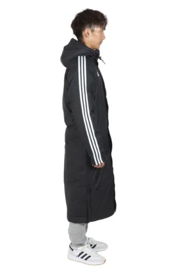 2XL ☆新品☆ アディダス ベンチコート ボア 防寒 防風 ロング丈　ブラック