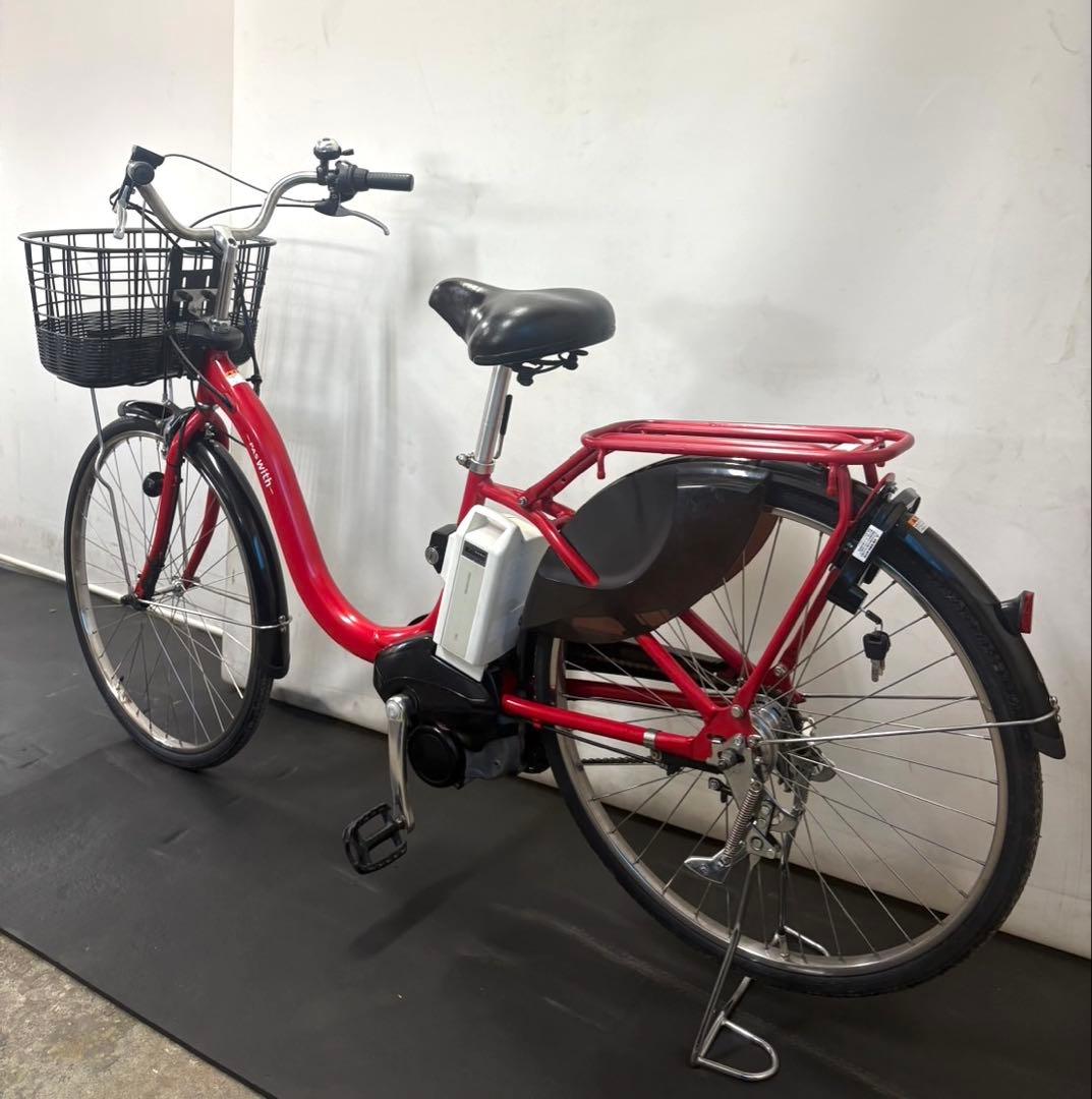 1年保証 新型　ヤマハ　パスウィズ　26インチ　大容量　赤色　電動アシスト自転車