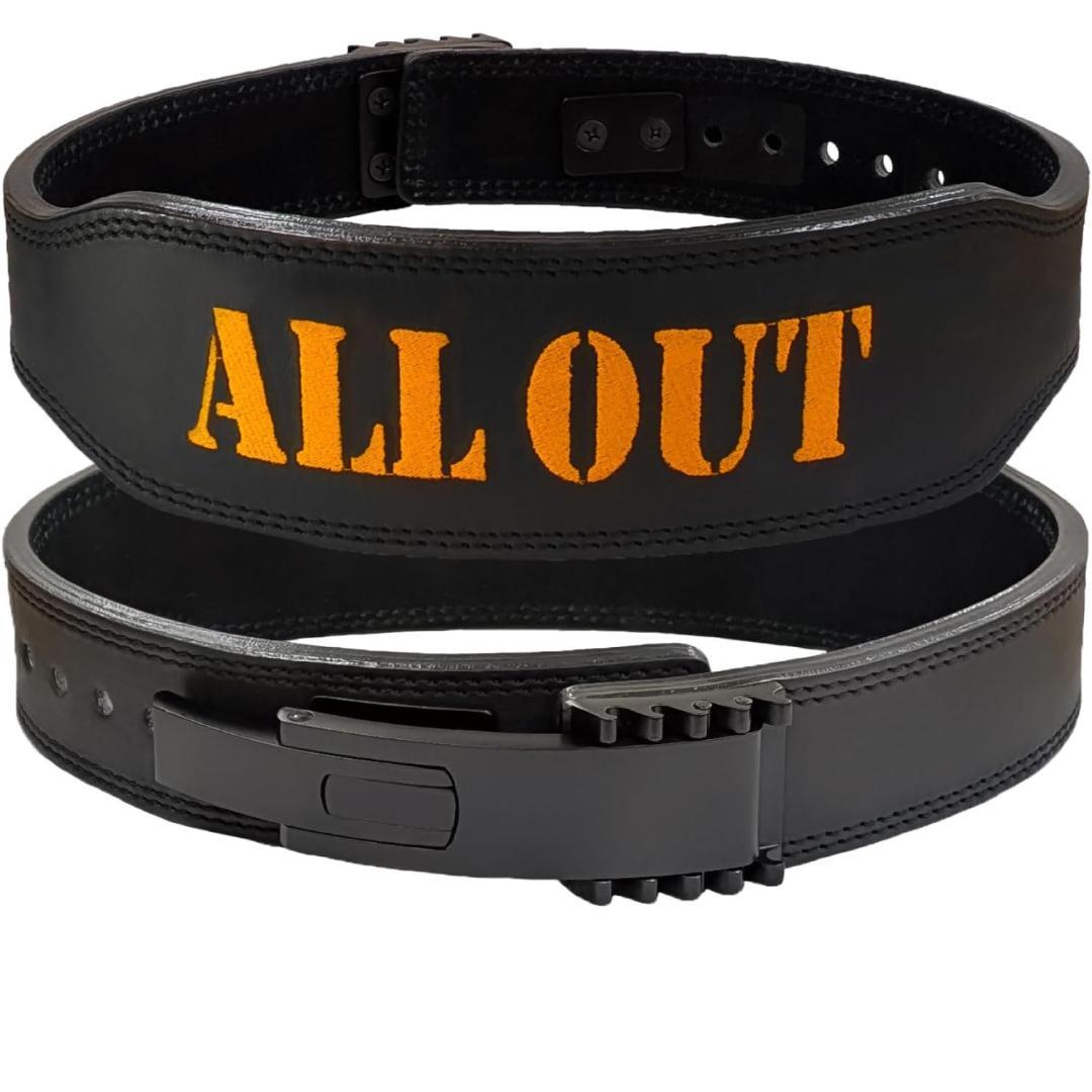 新品✨ALLOUT レバーアクショントレーニングベルト Lブラック 本革 牛革