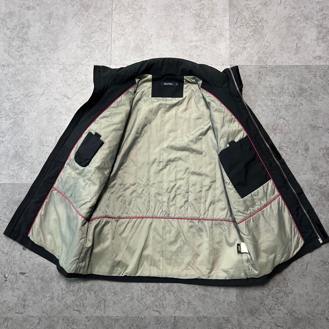 NAUTICA GORE-TEXブラックサイズL 刺繍ロゴ防水ジャケットナイロン