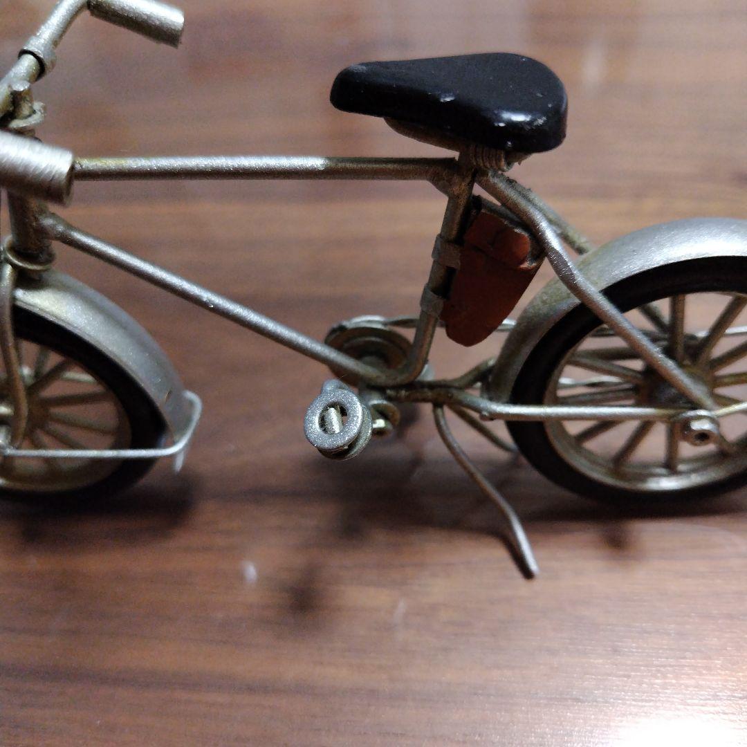 ミニチュア自転車 金属製 シルバー/ブラック