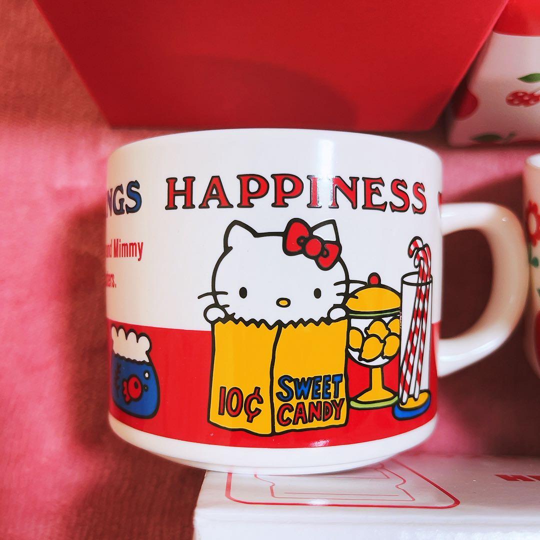希少レア　ハローキティ　グラス　マグカップ　カップ　平成レトロ　サンリオ