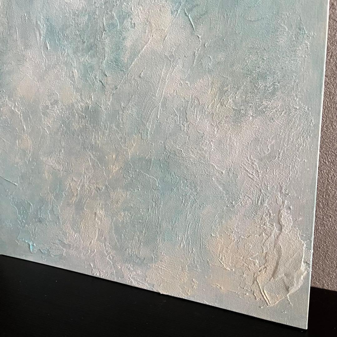 O's 153. F6 テクスチャーアート　アートパネル　抽象画　水色　絵画
