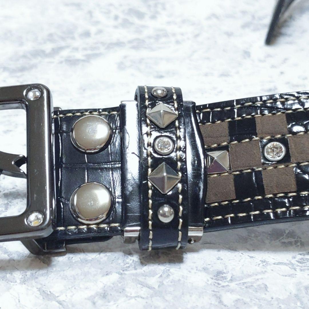 BELT FACTORY ゴルフマーカー付き ベルト スワロフスキー ブラック