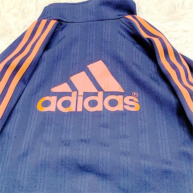 大きいサイズ✨️ビッグロゴ adidas ジャージ上下 ネイビー×オレンジ