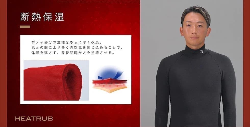 25モデル　ZEROFIT 速暖。HEATRUB モックネック( L )ブラック