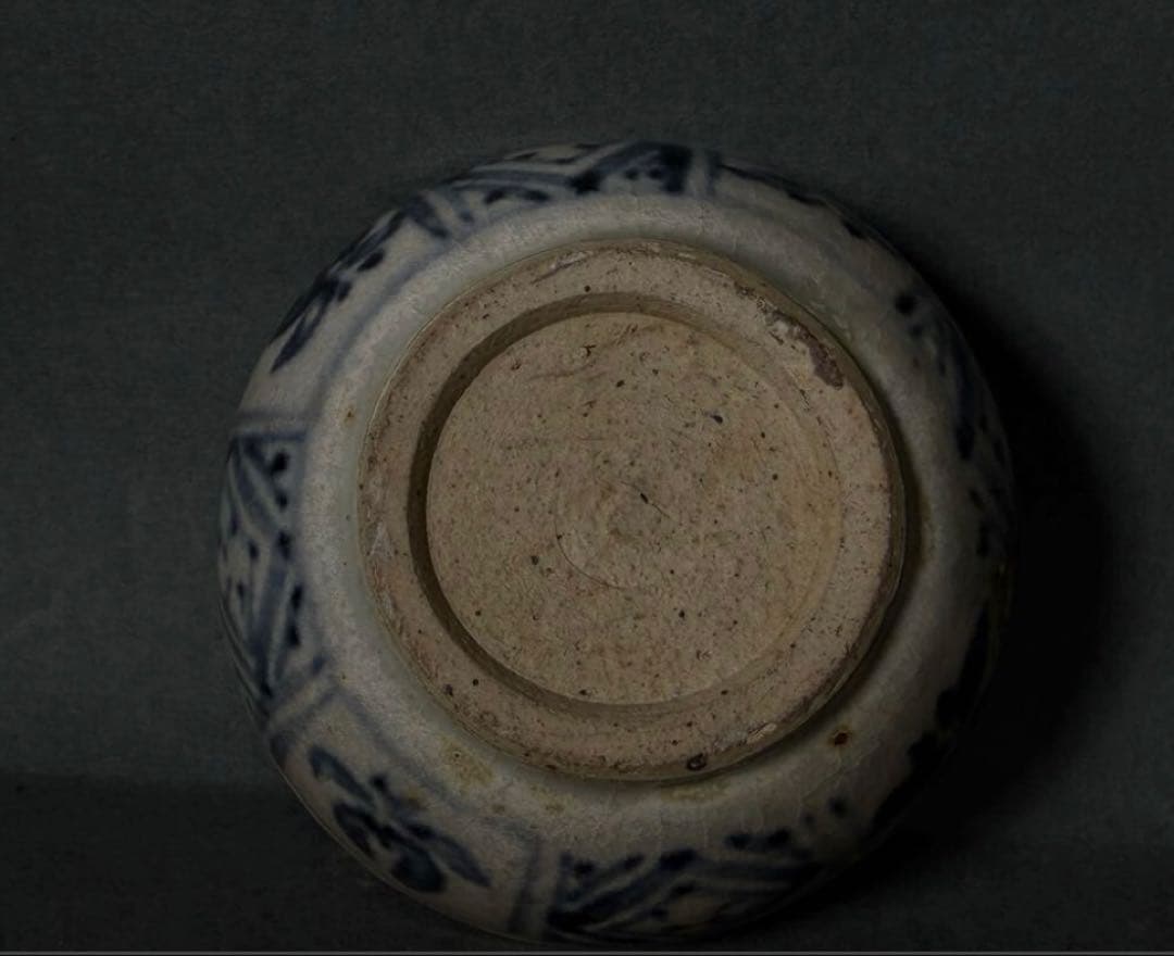 安南古染付/香合 蓋物 茶道具 アンティーク/東アジア骨董/民藝