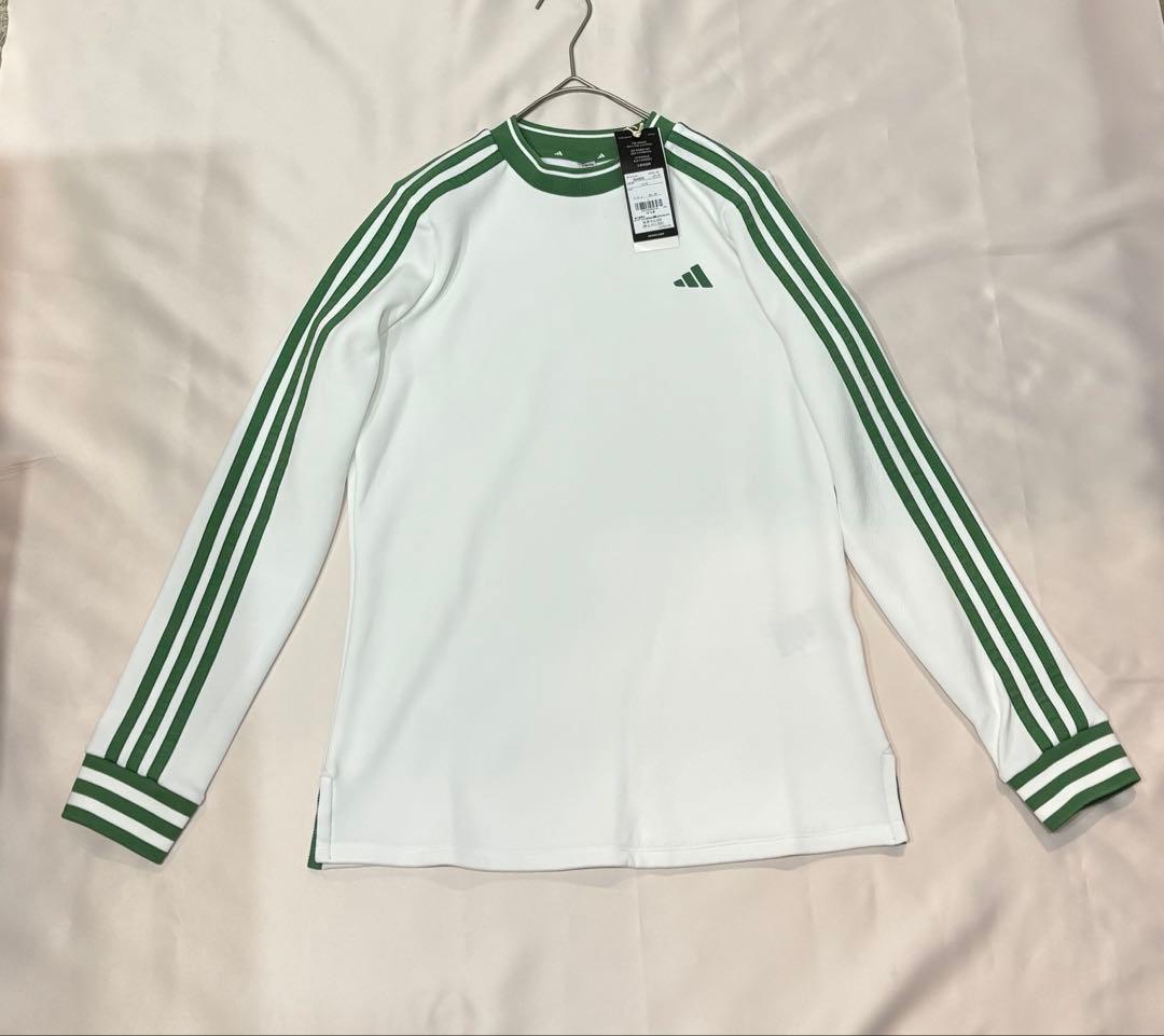 新品adidasゴルフ　保湿スリーストライプスニット　ダンボールニット　春カラー