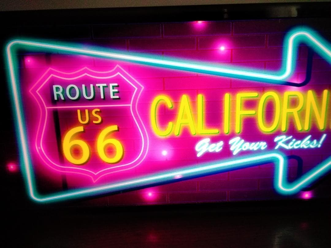 ルート66 カリフォルニア カフェ バー 置物 雑貨 LED2wayライトBOX