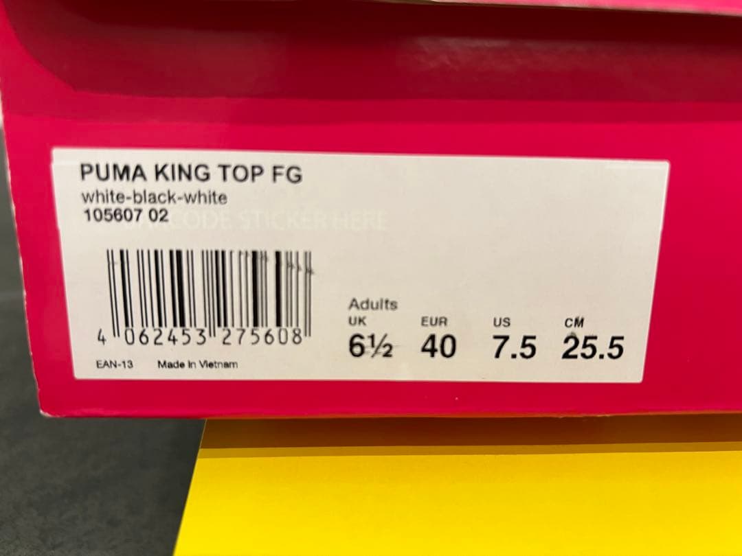 PUMA KINGTOP FG ホワイト/ブラック25.5