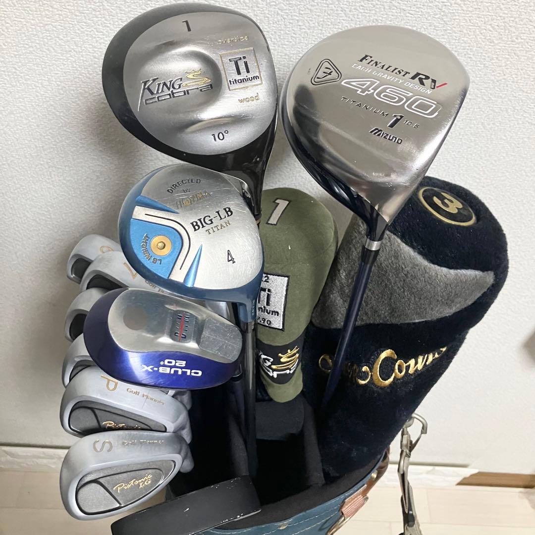 ドライバー2本/メンズゴルフセットMIZUNO/cobra他クラブ12本バック付