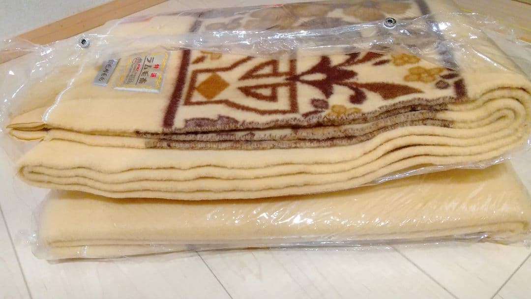 純毛 ラム毛布 レトロ シングル 高級毛刈毛布