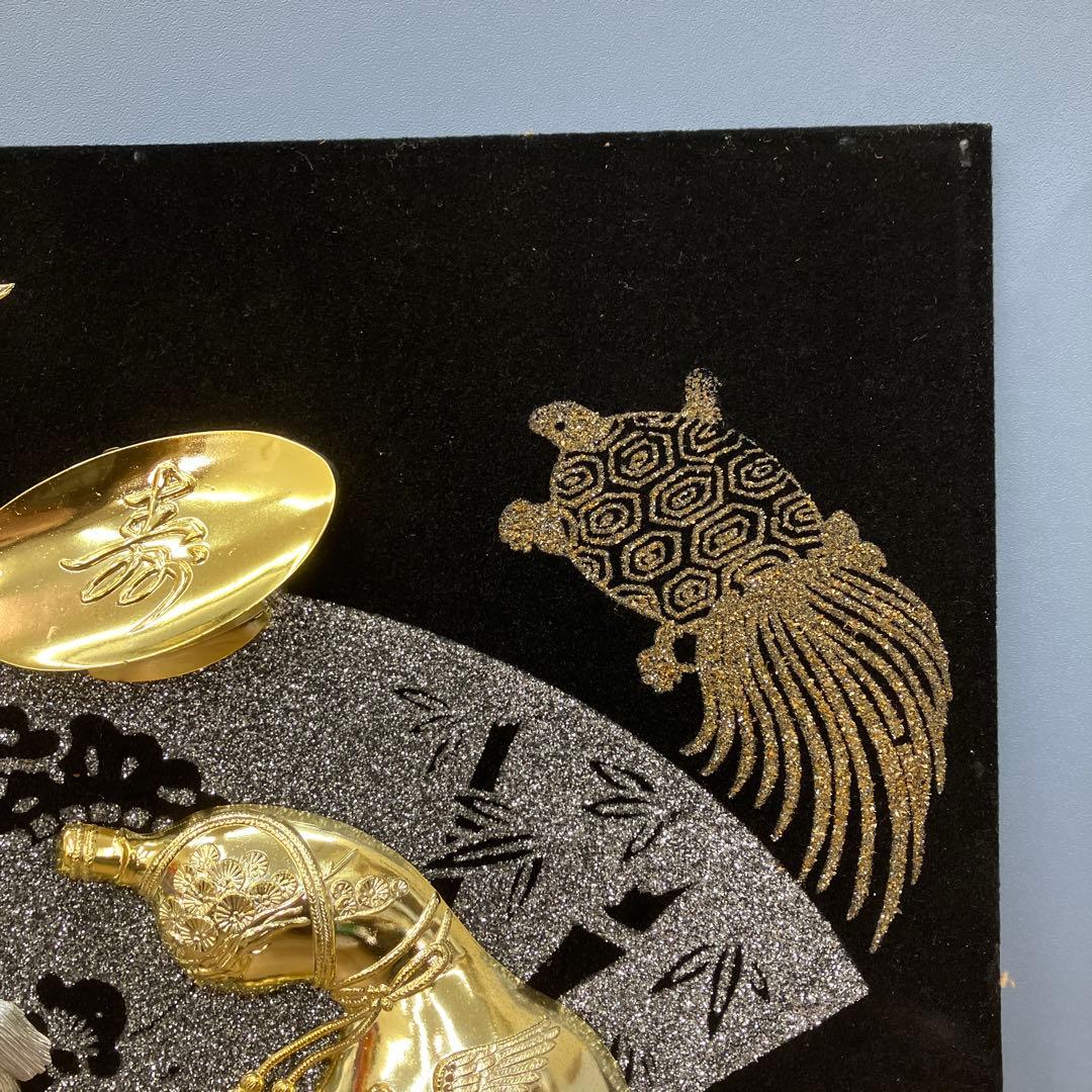 24K GP 金工 額装パネル 縁起物 鶴亀 ひょうたん 松竹梅 慶事 雑貨
