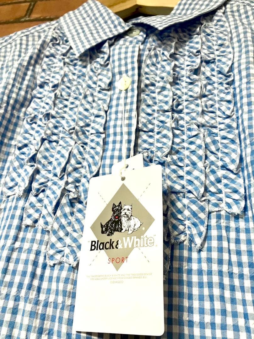 【早い者勝ち✨】新品 ブラック&ホワイト ワンピース サイズ1 水色系 チェック