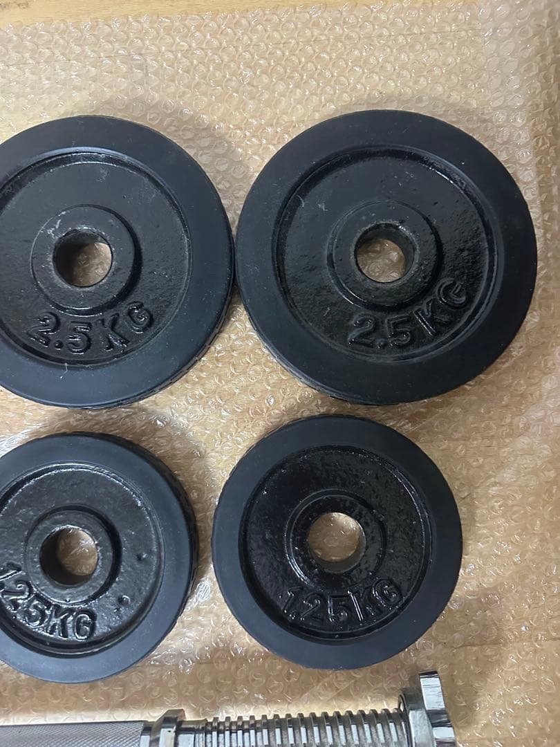 早い者勝ち　約20kg ラバー付きダンベルセット　シャフト付き