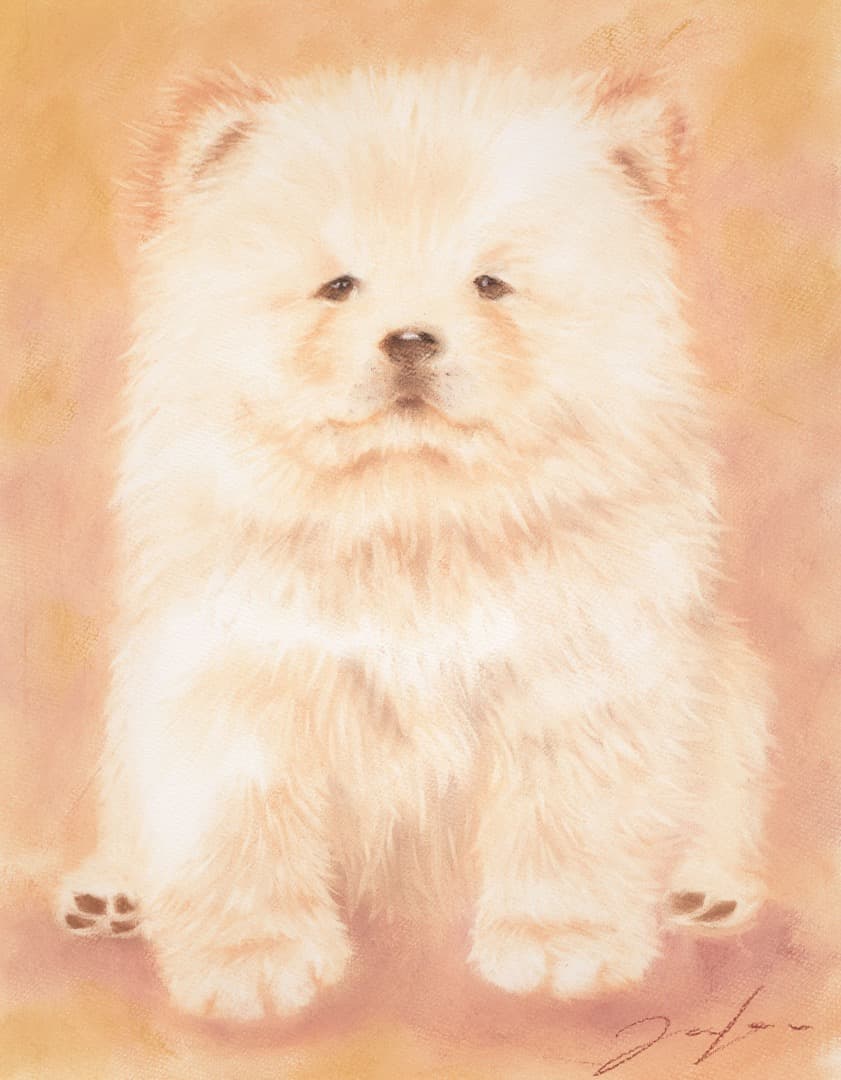 パステル画（原画）わんこ。