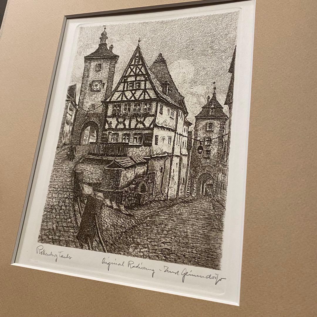 ヴィンテージ ドイツ ローテンブルグ 風景画 アート額装品 インテリア