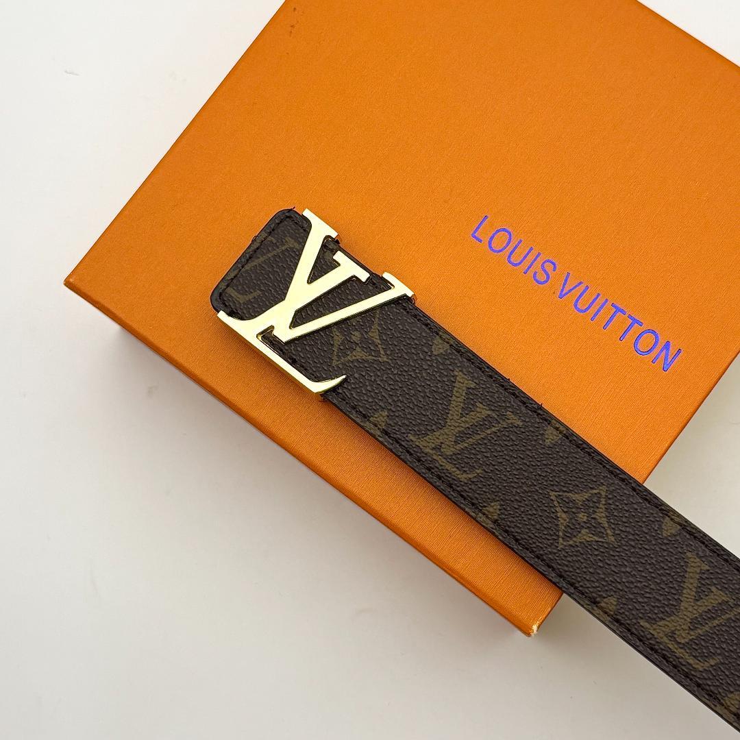 Louis Vuitton ベルト ダミエ LVロゴ ゴールド金具 メンズ
