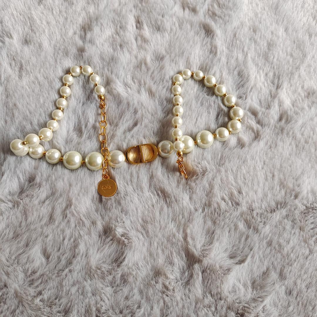 Dior レジンパール ネックレス ホワイト×ゴールド