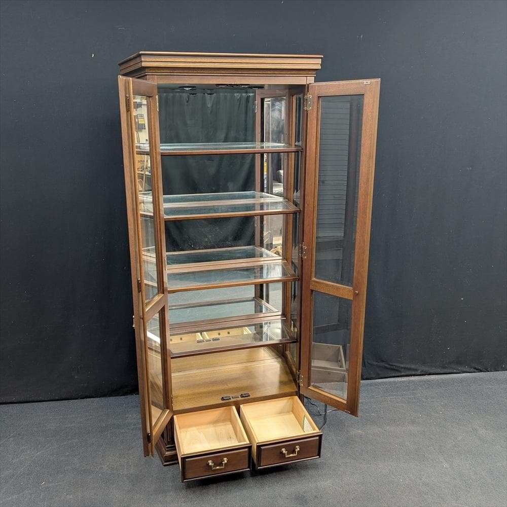 美品　マルニ　地中海　照明付　飾り棚　キャビネット　リビング　コレクションボード