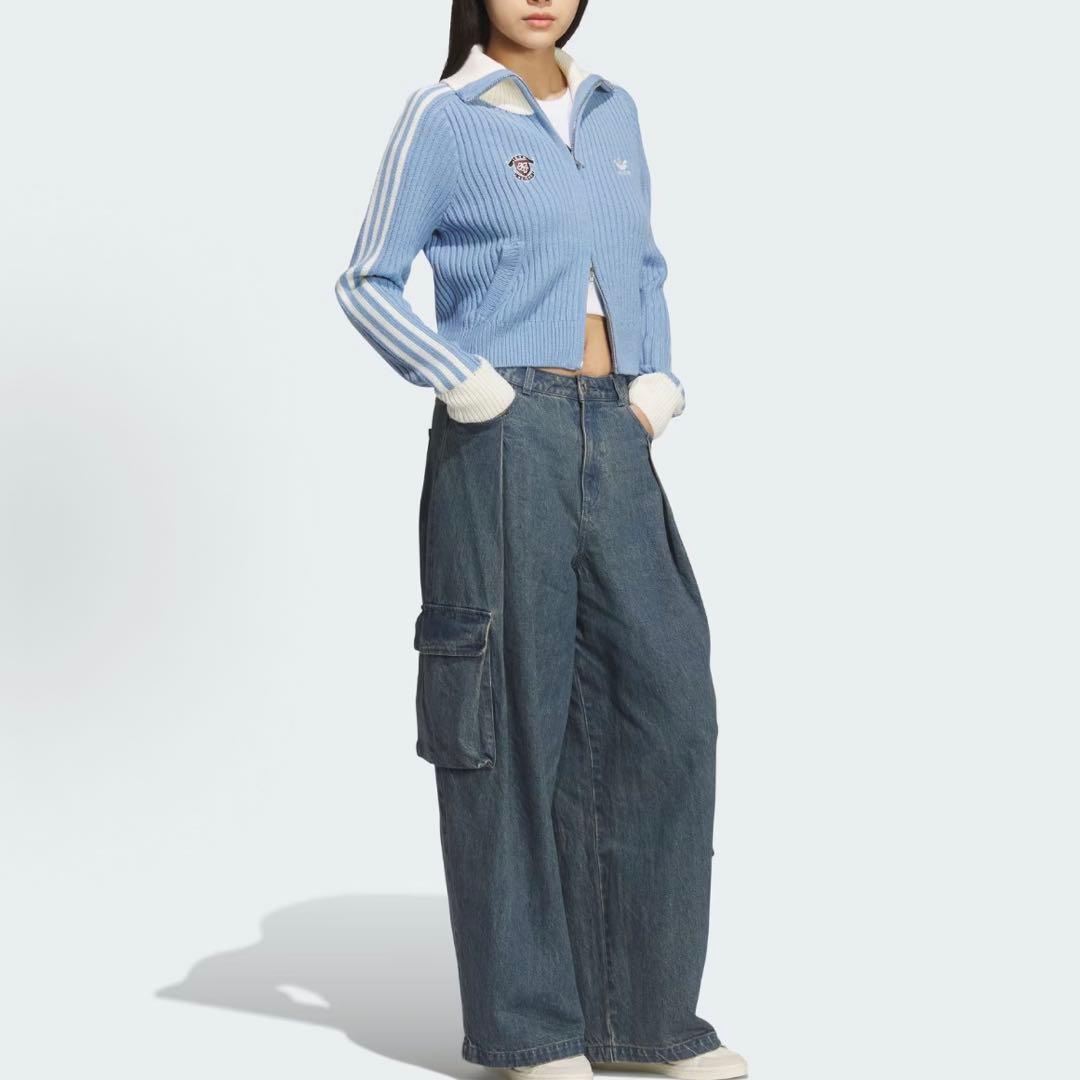 海外限定2XS Adidasジップアップ ニットジャケット KF0719