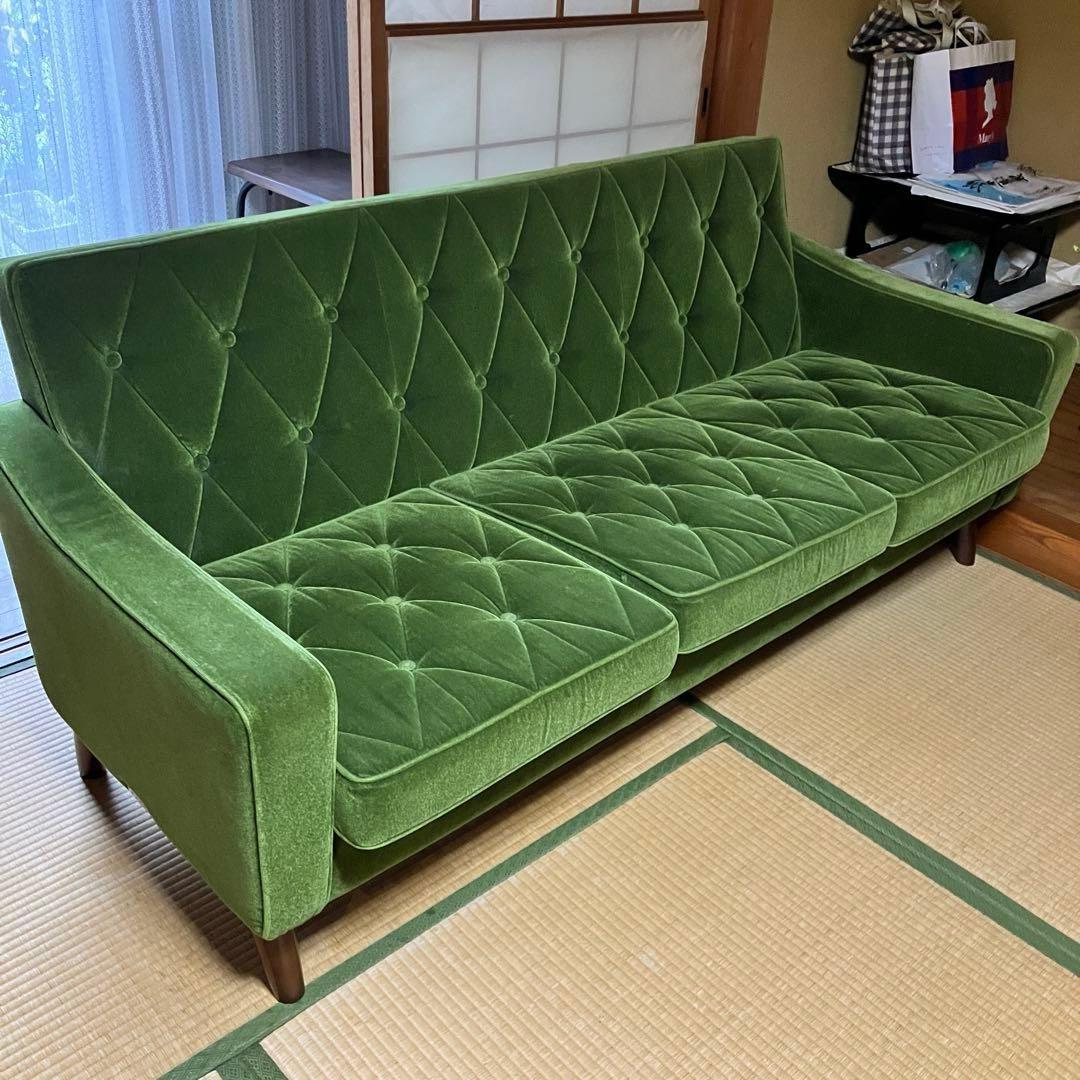 カリモク60 ロビーチェア 3シーター モケットグリーン