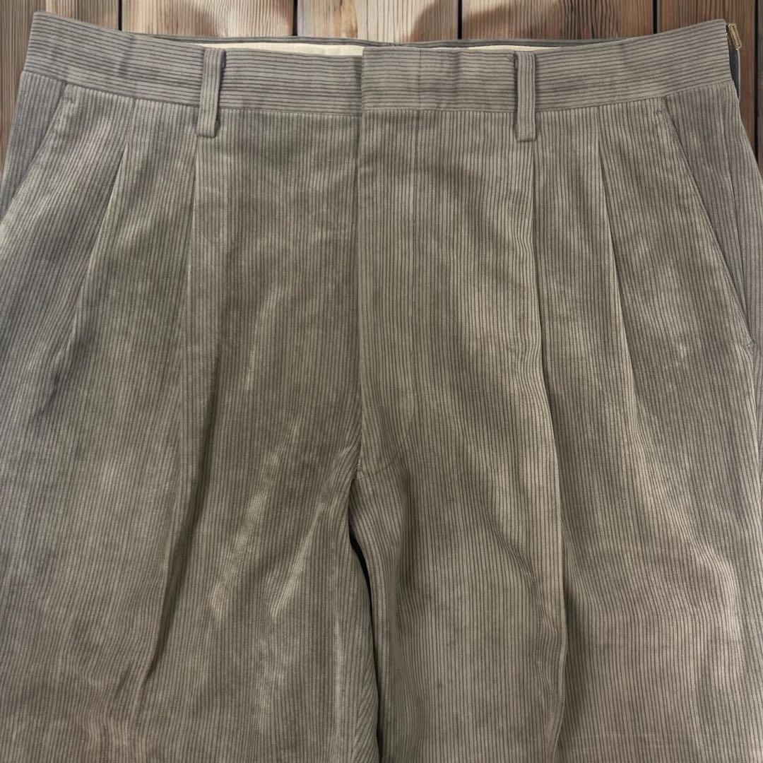 10M296◯ DAKS ベロア ツータック ワイド スラックス ゴルフパンツ