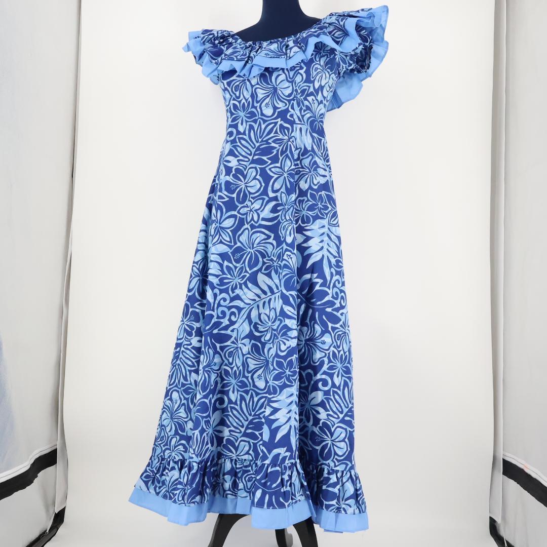 【美品 ハワイ製フラダンス用衣装】ブルー Pukalani Fashion
