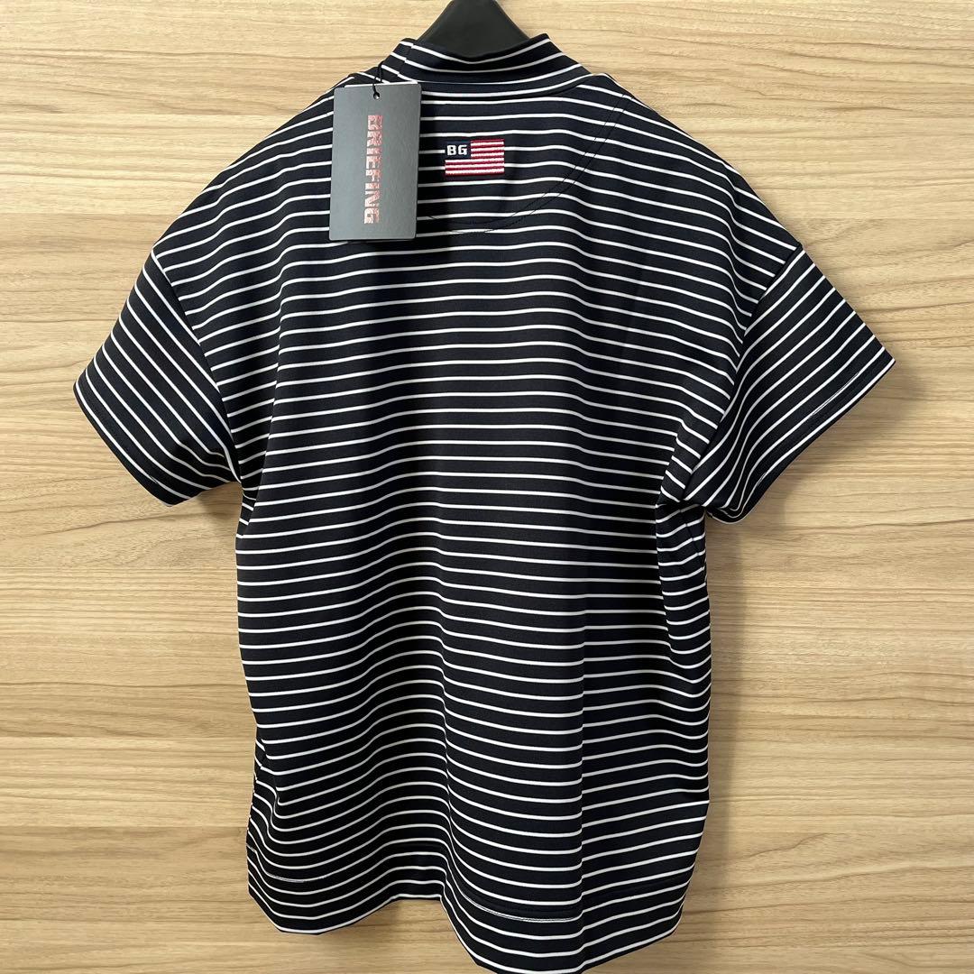 新品★BRIEFING モックネックシャツ 半袖ハイネックシャツ 紺×白 M