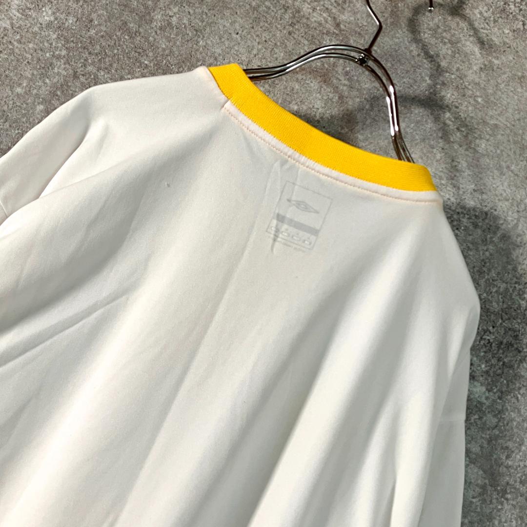 UMBRO　スポーツシャツ　半袖　ホワイト　イエロー　メッシュ　ポリエステル