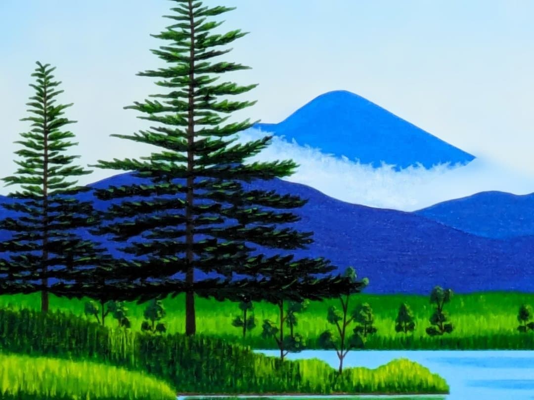 ★知床の朝霧・肉筆油彩画・F6キャンバス