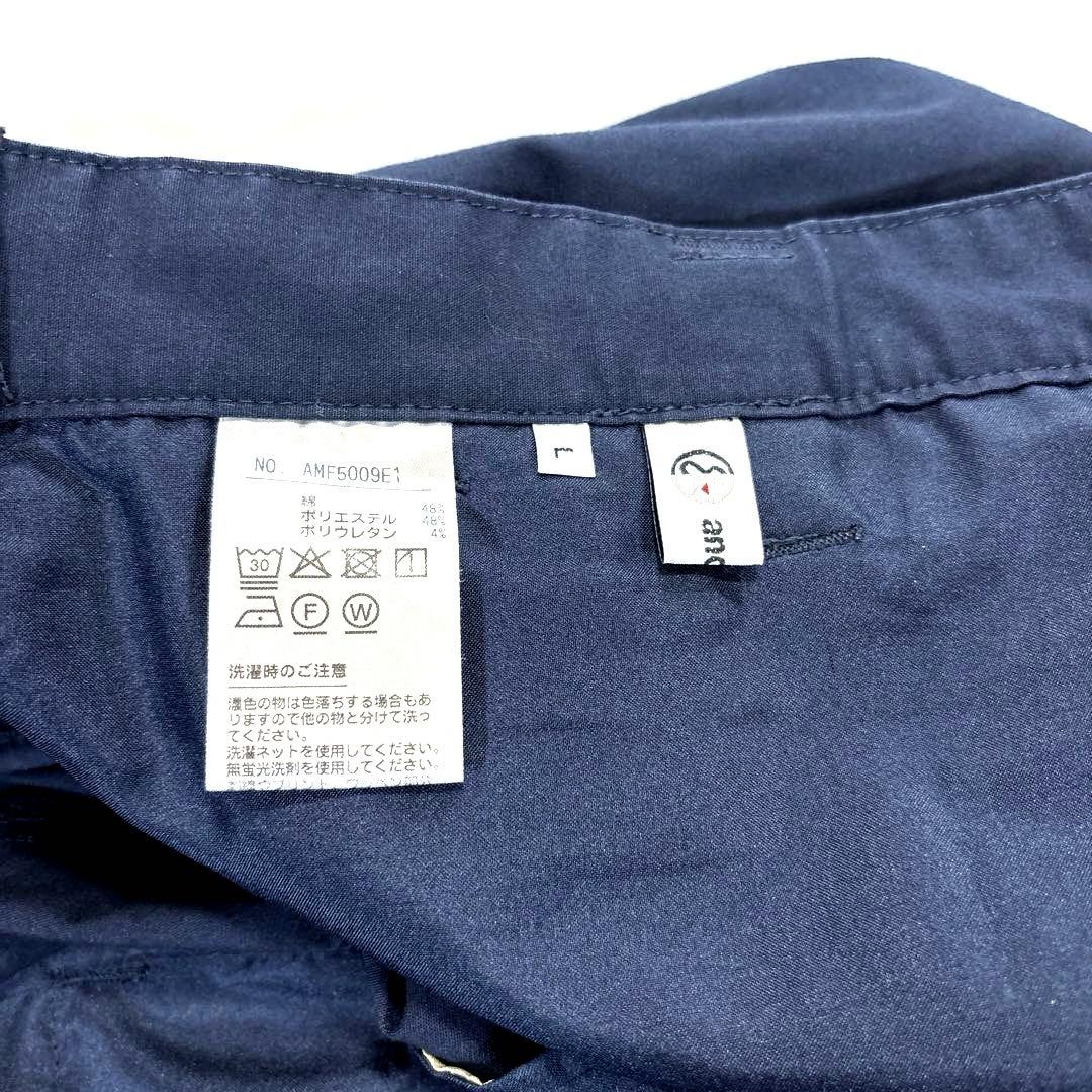 アンパスィ　L ロングパンツ　メンズ　ネイビー　刺繍ロゴ　and per se