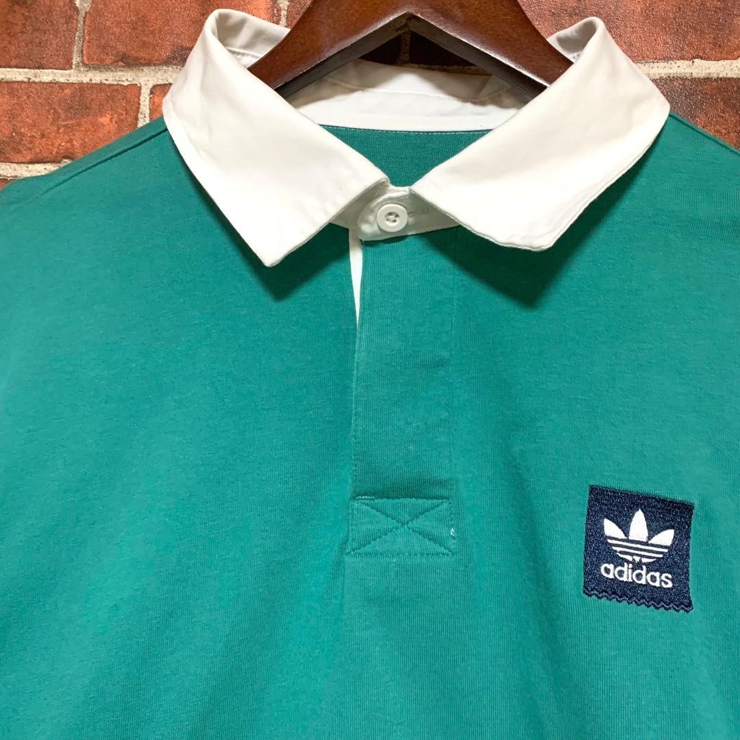 adidas★アディダス★スリーライン★ラガーシャツ★長袖★マルチカラー★M古着