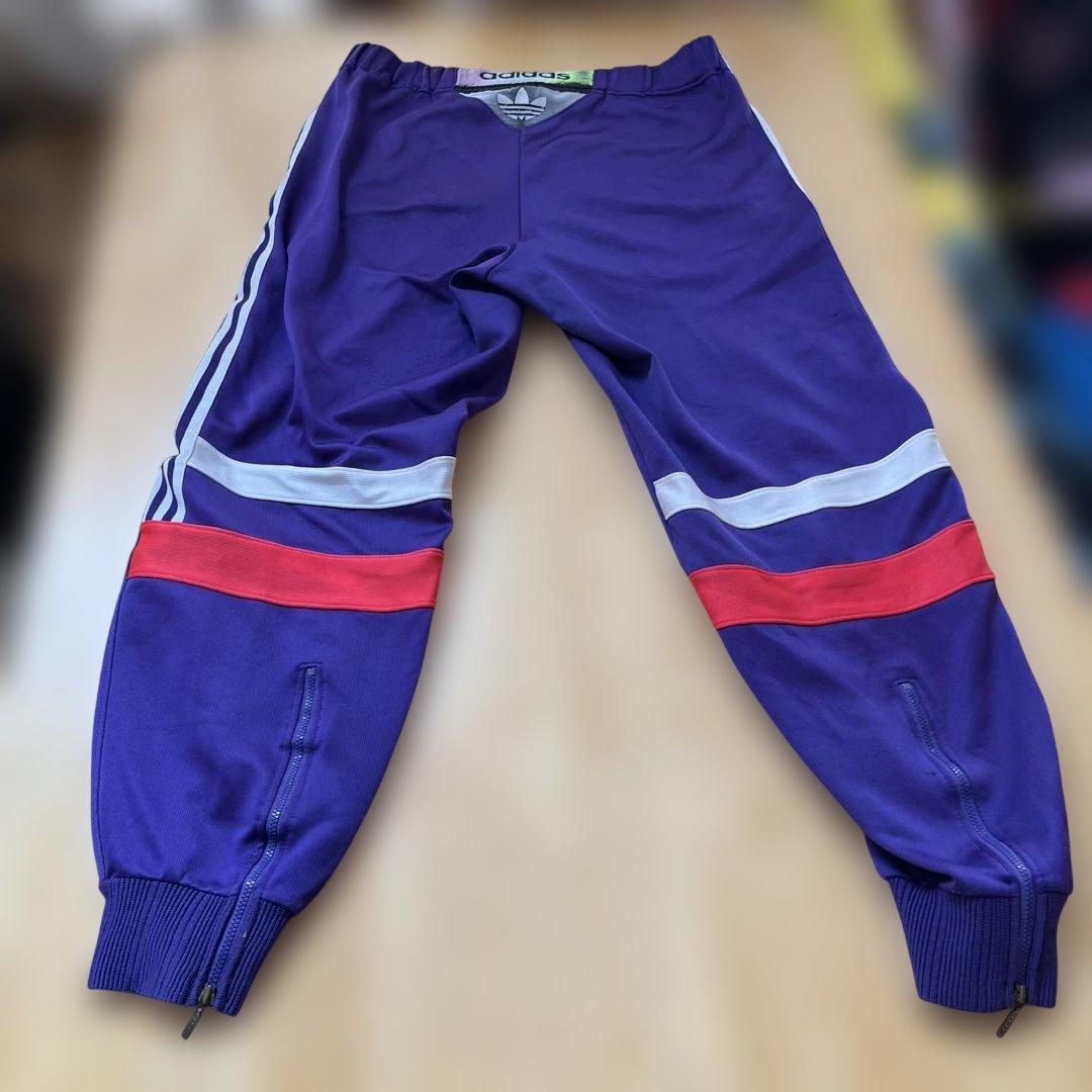 adidas 紫 ジャージパンツ、デサント