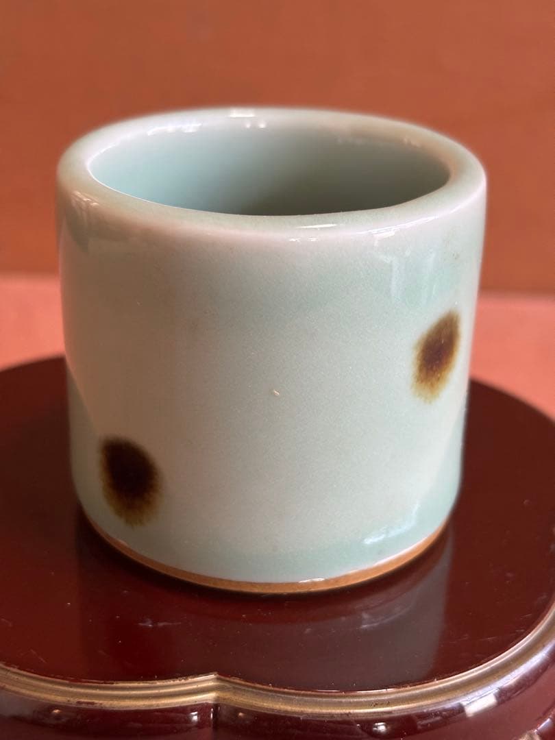 元代龍泉窯飛青磁蓋置　検唐物　茶の湯　珍重品　検重要美術品