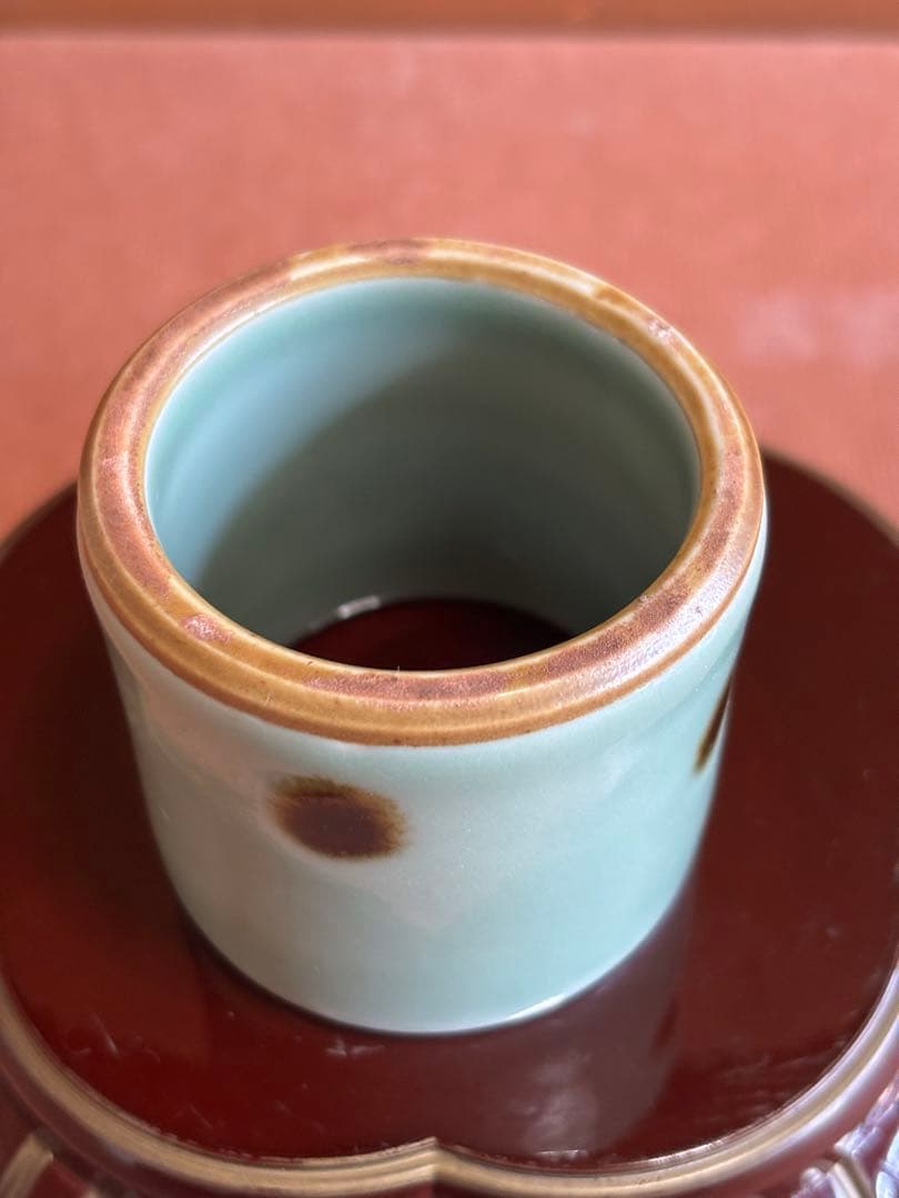 元代龍泉窯飛青磁蓋置　検唐物　茶の湯　珍重品　検重要美術品