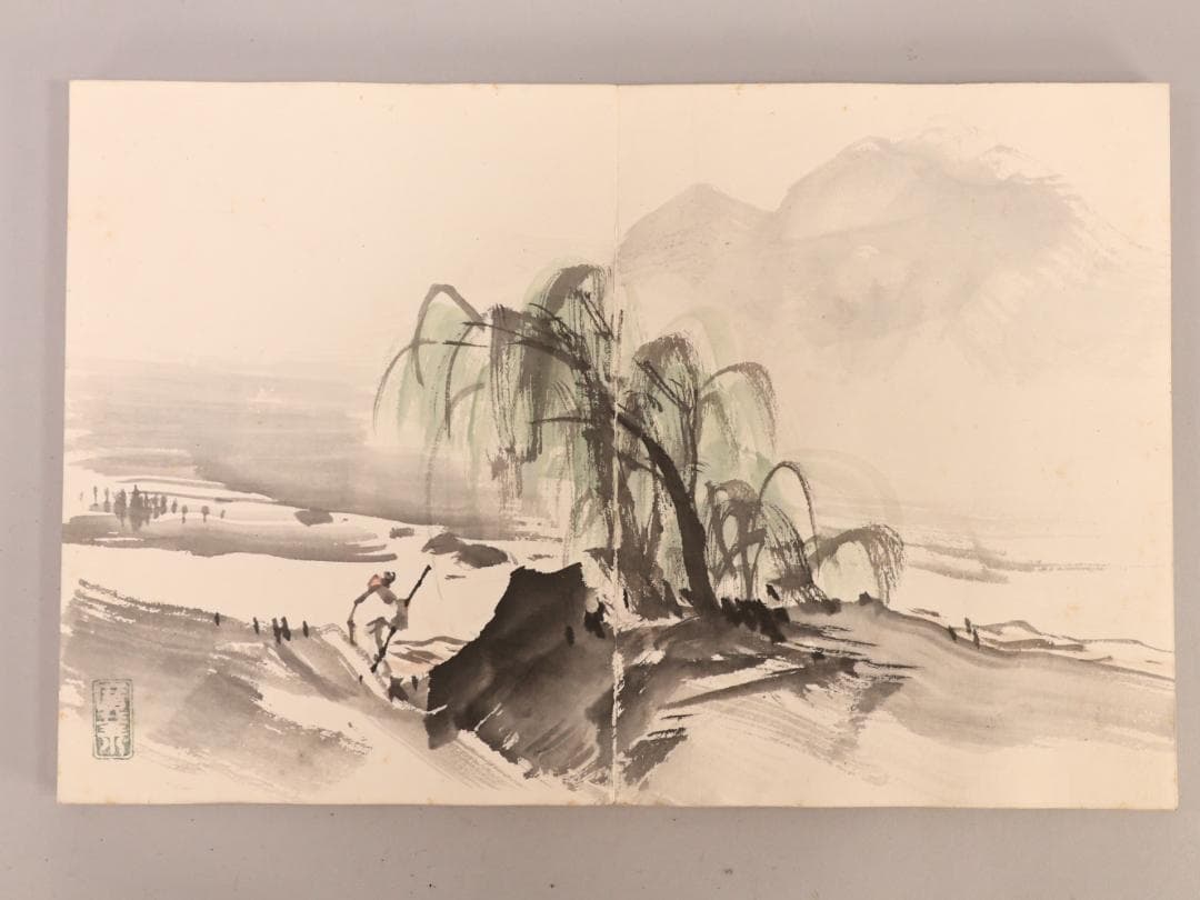 BK430　帝室技芸員　寺崎廣業（広業）　画帳　日本画　肉筆　紙本