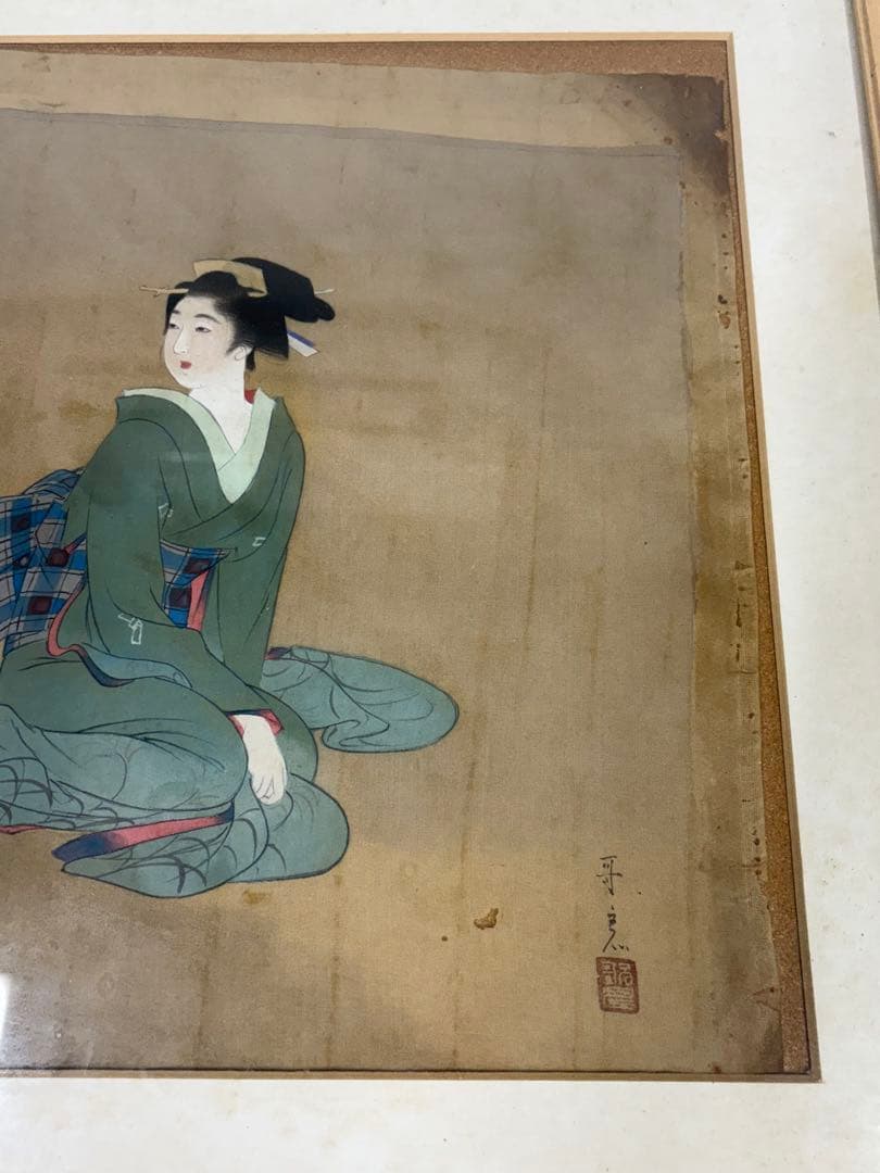 浮世絵 美人画 絹本画 歌麿 美術 アンティーク 骨董品