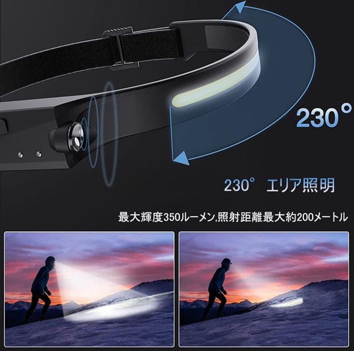 【2個セット】 ヘッドライト 充電式 へっどらいと 5つの照明モード 高輝度