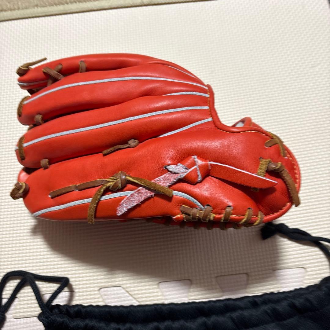 【美品】Mizuno Pro 野球グローブ スプレッドオレンジ サイズ15軟式用