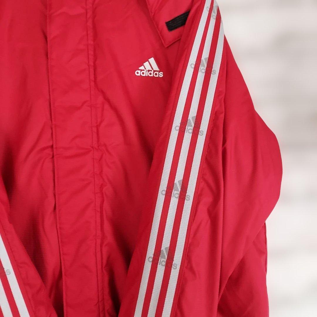 adidas 赤 ストライプ ベンチコート