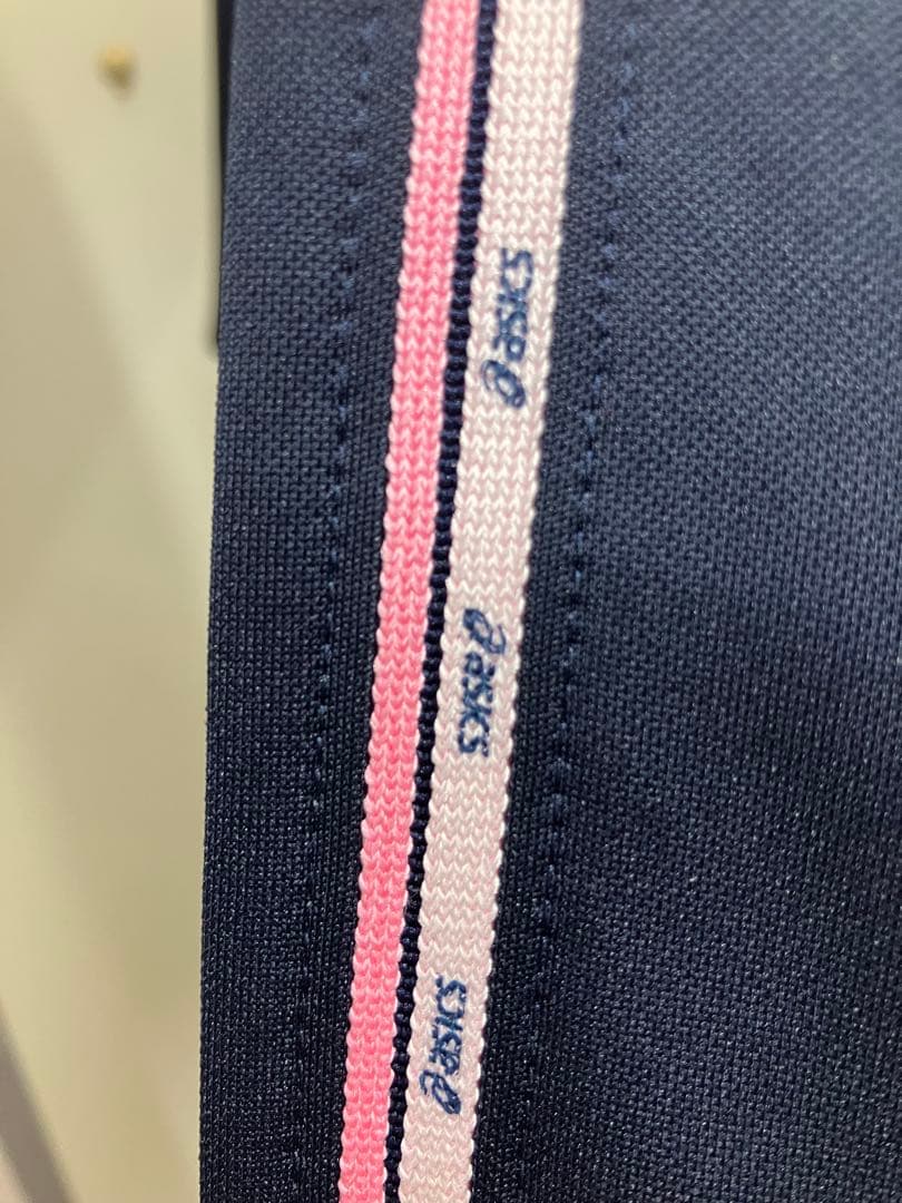 ASICS ジップアップジャケット ネイビー/ホワイト